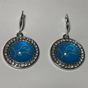 Detroit Lions NFL Fashion Dangle Rhinestone Earrings NEW